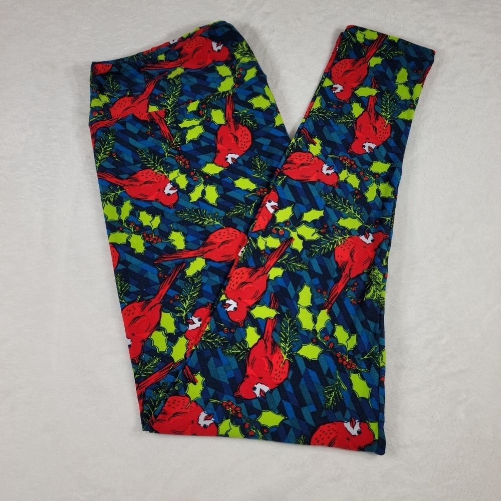 NWOT LuLaRoe Christmas Holiday Cardinal Leggings size TC2